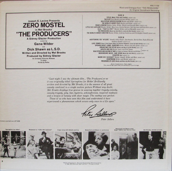 John Morris & Mel Brooks - Music And Dialogue From Mel Brooks' "The Producers", Stage & Screen, Musical, 1975 - RCA, US, Viny