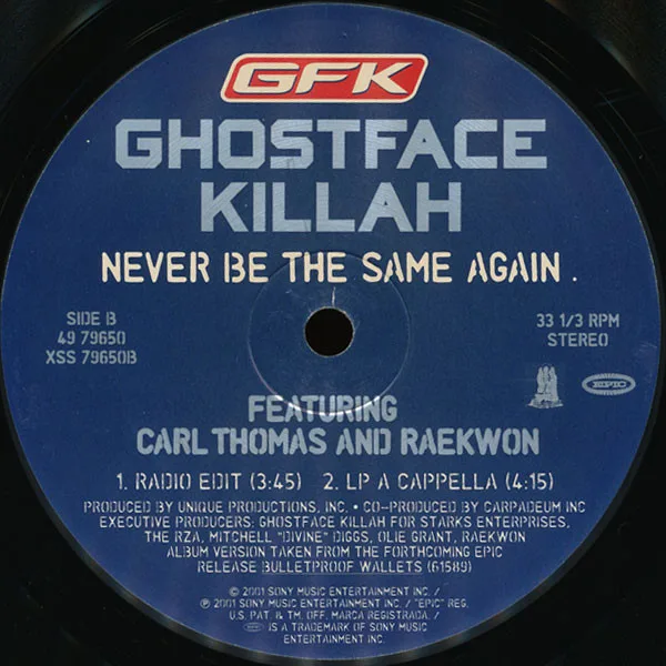 Album cover for Never Be The Same Again by Ghostface Killah