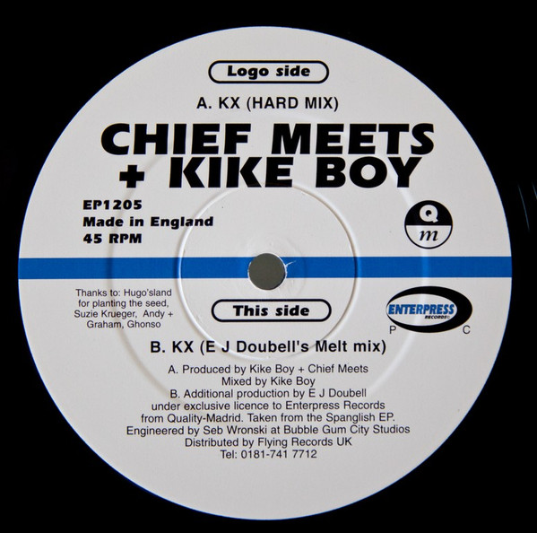 Chief Meets Kike Boy - KX, Electronic, Hard Trance, 1998 - Enterpress Records, UK, Vinyl 1x 12"