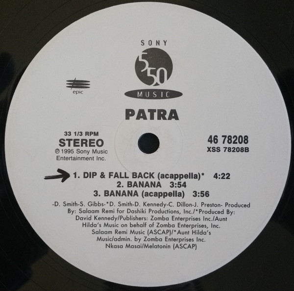 Patra - Dip & Fall Back, Hip Hop, Reggae, Dancehall, Ragga HipHop, 1995 - 550 Music, US, Vinyl 1x 12", 33 ⅓ RPM, Stereo