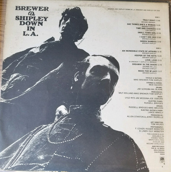 Brewer And Shipley - Down In L.A., Folk, World, & Country, Rock, Folk Rock, 1968 - A&M Records, US, Vinyl 1x LP, Album