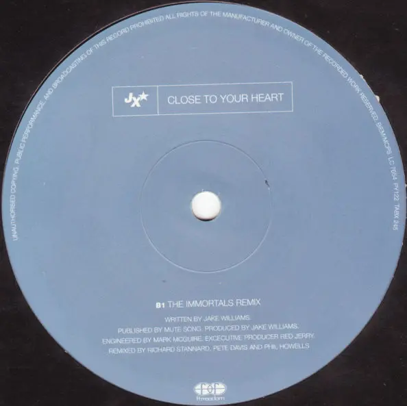 JX - Close To Your Heart, Electronic, Drum n Bass, Trance, 1997 - Ffrreedom, UK & Europe, Vinyl 1x 12", 33 ⅓ RPM