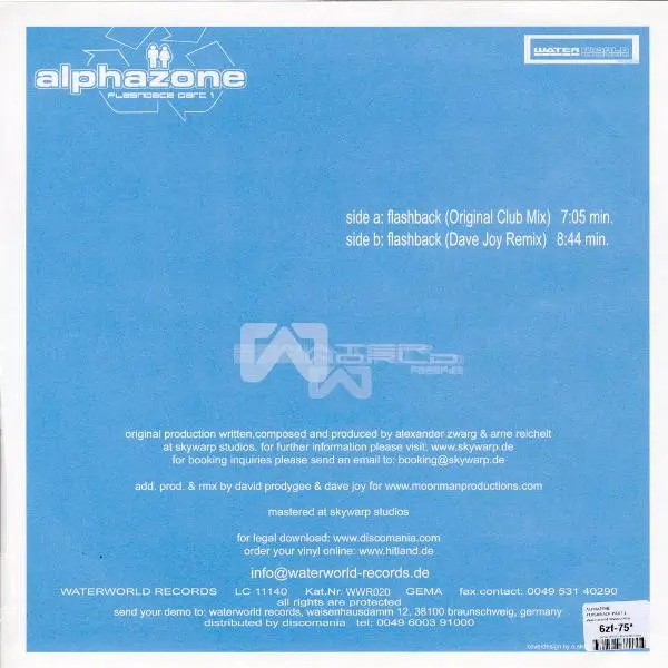 Alphazone - Flashback, Electronic, Hard Trance, Trance, 2004 - Waterworld, Germany, Vinyl 1x 12" Part 1