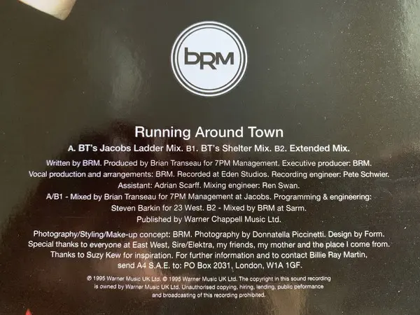 Billie Ray Martin - Running Around Town, Electronic, House, 1995 - Magnet (2), UK, Vinyl 1x 12", 33 ⅓ RPM, Stereo