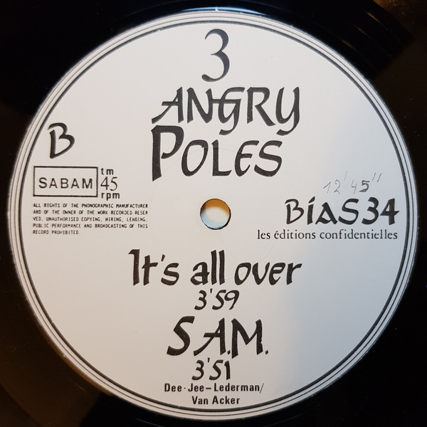 Three Angry Poles - Motorcycle Maniac, Electronic, EBM, Electro, 1986 - Play It Again Sam Records, Belgium, Vinyl 1x 12", 45 