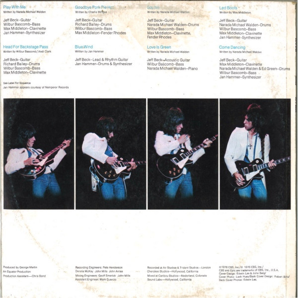 Jeff Beck - Wired - 1976 -Fusion, Jazz-Rock -Epic -Vinyl 1x LP, Album