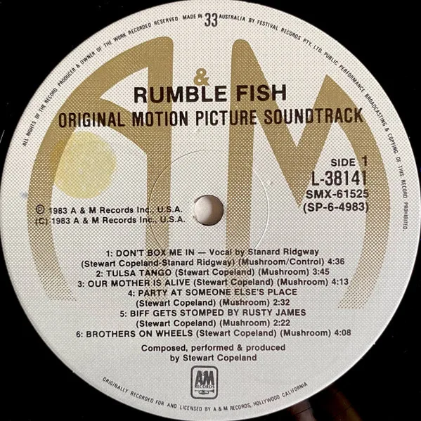 Album cover for Rumble Fish (Original Motion Picture Soundtrack) by Stewart Copeland