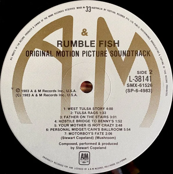 Album cover for Rumble Fish (Original Motion Picture Soundtrack) by Stewart Copeland