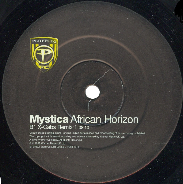 Mystica - African Horizon, Electronic, Downtempo, Goa Trance, Trance, 1998 - Perfecto FC, Perfecto Fluoro, UK, Vinyl 1x 12", 