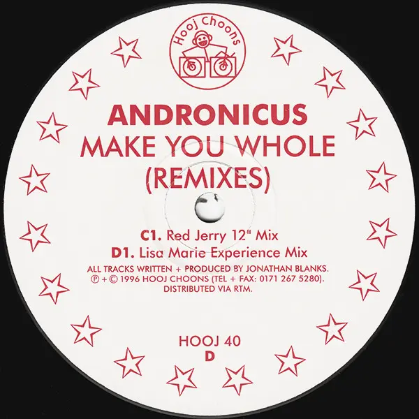 Andronicus - Make You Whole (Remixes), Electronic, House, Progressive House, 1996 - Hooj Choons, UK, Vinyl 2x 12", 33 ⅓ RPM