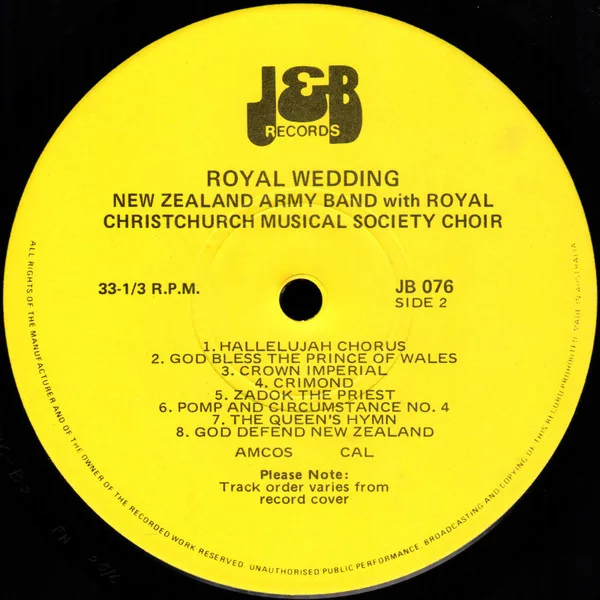 Album cover for Royal Wedding by New Zealand Army Band With The Royal Christchurch Musical Society Choir