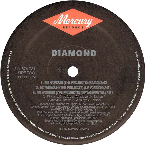 Diamond D - The Hiatus, Hip Hop, 1997 - Mercury, US, Vinyl 1x 12"