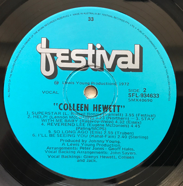 Colleen Hewett - Colleen Hewett, Funk / Soul, Pop, 1972 - Festival Records, Australia, Vinyl 1x LP, Album