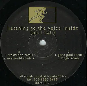 Oliver Ho - Listening To The Voice Inside (Part Two), Electronic, Techno, Tribal, 2001 - Meta, UK, Vinyl 1x 12"