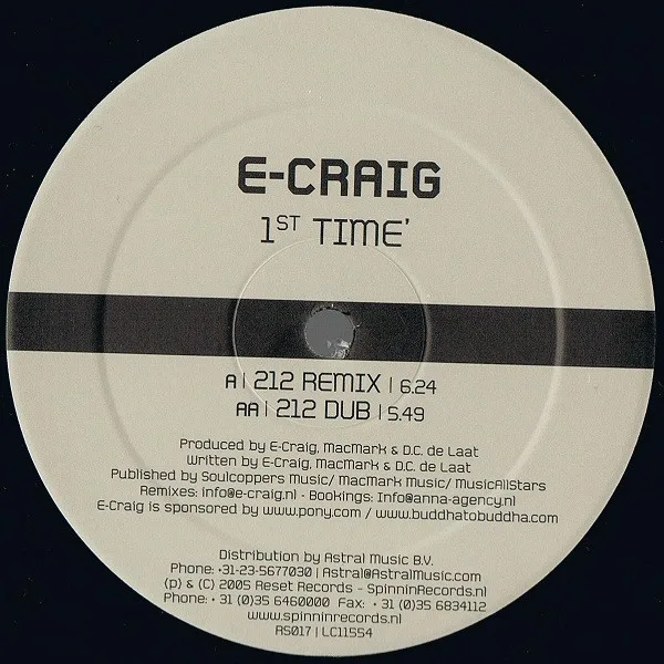 Album cover for 1st Time by E-Craig