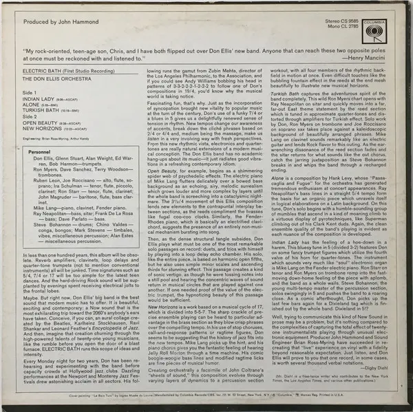 Don Ellis Orchestra, The - Electric Bath, Jazz, Big Band, Fusion, 1968 - Columbia, US, Vinyl 1x LP, Album, Mono Santa Maria P