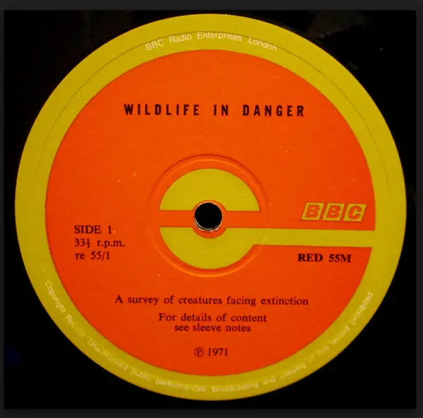 Eric Simms - Wildlife In Danger, Non-Music, Field Recording, Interview, 1971 - BBC Records, UK, Vinyl 1x LP, Mono