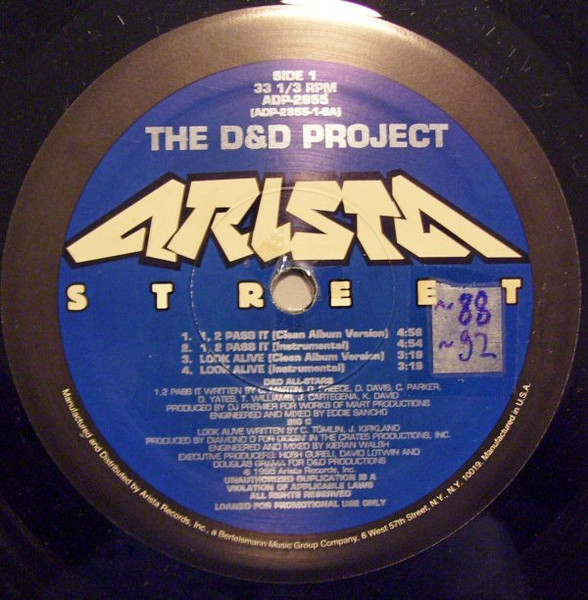 D&D All-Stars / Big C (3) - 1, 2 Pass It / Look Alive, Hip Hop, 1995 - Arista Street, US, Vinyl 1x 12", Promo