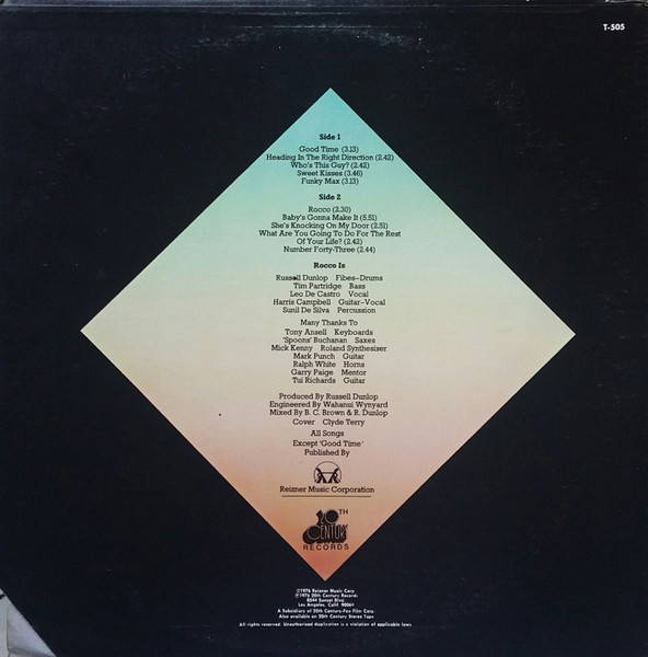 Johnny Rocco Band - Rocco, Funk / Soul, Funk, Soul, 1976 - 20th Century Records, US, Vinyl 1x LP, Album