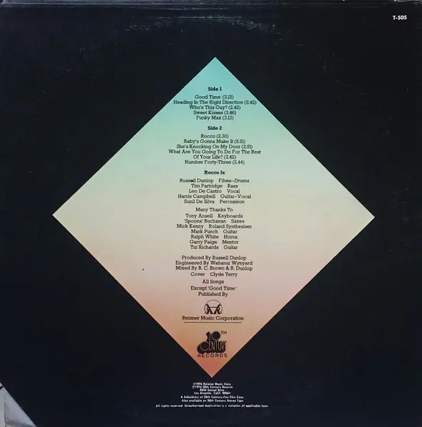 Johnny Rocco Band - Rocco, Funk / Soul, Funk, Soul, 1976 - 20th Century Records, US, Vinyl 1x LP, Album