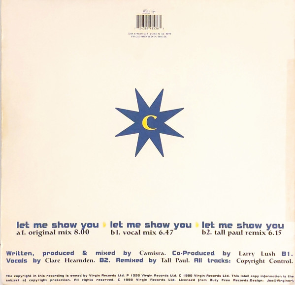 Camisra - Let Me Show You, Electronic, Euro House, Progressive House, 1998 - VC Recordings, UK, Vinyl 1x 12", 33 ⅓ RPM