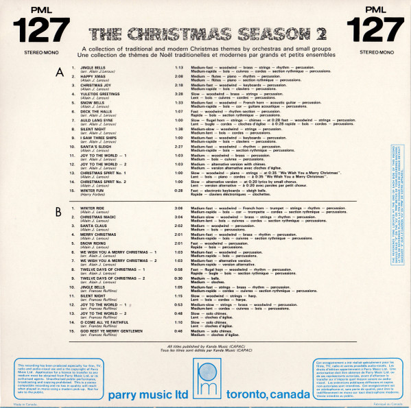 Alain Leroux (3) / Harry Forbes / Frances Ruffino - The Christmas Season 2, Folk, World, & Country, Pop, Stage & Screen, Folk