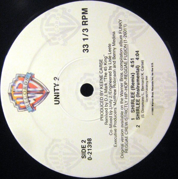 Unity 2 - Shirlee, Hip Hop, Ragga HipHop, 1989 - Warner Bros. Records, US, Vinyl 1x 12", 33 ⅓ RPM