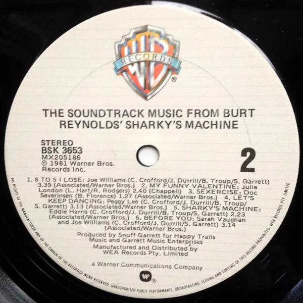 Album cover for The Soundtrack Music From Burt Reynold's Sharky's Machine by Various