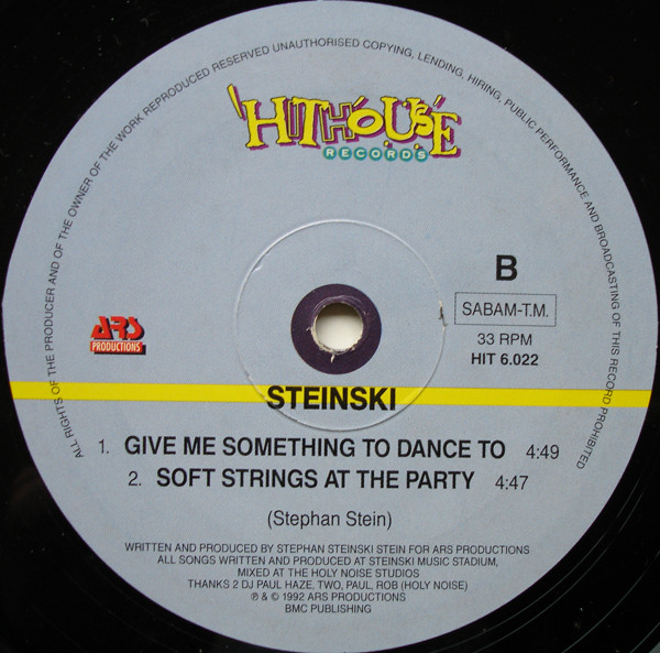 Stephan Stein - I Wanna Dance, Electronic, House, 1992 - Hithouse Records, Belgium, Vinyl 1x 12", 33 ⅓ RPM