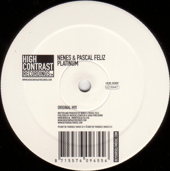 Nenes & Pascal Feliz - Platinum, Electronic, Tech Trance, Trance, 2007 - High Contrast Recordings (2), Netherlands, Vinyl 1x 