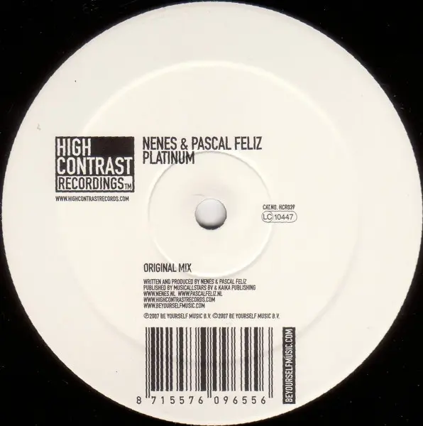 Nenes & Pascal Feliz - Platinum, Electronic, Tech Trance, Trance, 2007 - High Contrast Recordings (2), Netherlands, Vinyl 1x 