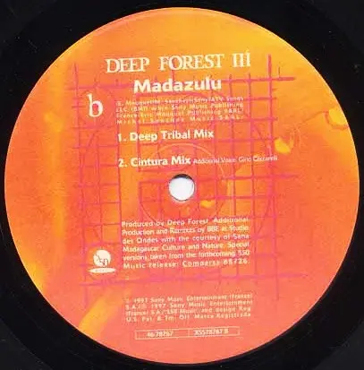 Deep Forest - Madazulu / Remix, Electronic, Trance, Tribal House, 1997 - 550 Music, US, Vinyl 1x 12", 33 ⅓ RPM