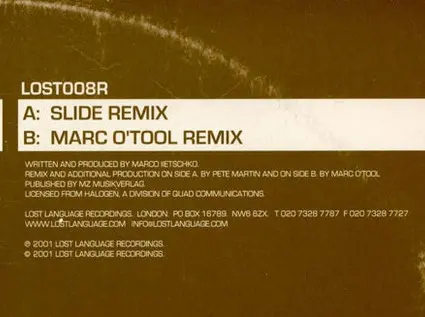 Ballroom - Passenger, Electronic, Progressive House, Progressive Trance, 2001 - Lost Language, UK, Vinyl 1x 12", 33 ⅓ RPM Dis