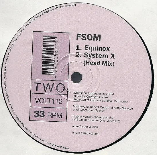 FSOM - Flashflood, Electronic, Acid, Drum n Bass, Trance, 1995 - Volition, Australia, Vinyl 1x 12"