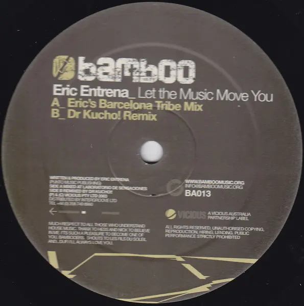 Eric Entrena - Let The Music Move You, Electronic, House, 2003 - Bamboo Music, Australia, Vinyl 1x 12"