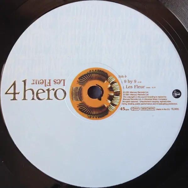 4 Hero - Les Fleur, Electronic, Drum n Bass, Future Jazz, 2001 - Talkin' Loud, UK, Vinyl 1x 12", 45 RPM, Single
