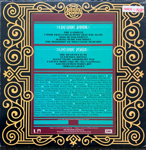 Album cover for The Gambler by Kenny Rogers