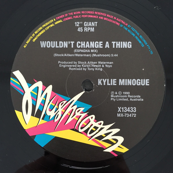 Kylie Minogue - Tears On My Pillow, Electronic, Synth-pop, 1990 - Mushroom, Australia & New Zealand, Vinyl 1x 12", 45 RPM, Si