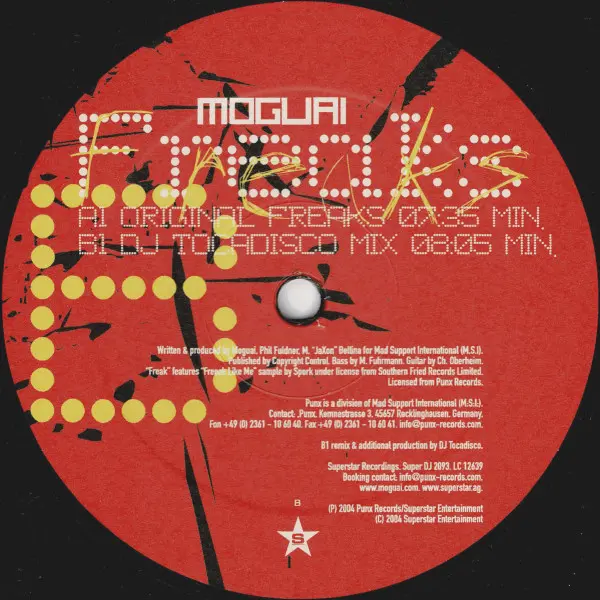 Moguai - Freaks, Electronic, Breakbeat, Electro, 2004 - Superstar Recordings, Germany, Vinyl 1x 12"