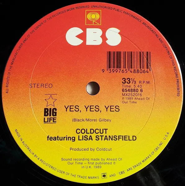 Coldcut Featuring Lisa Stansfield - People Hold On, Electronic, Acid House, House, 1989 - Big Life, CBS, Australia, Vinyl 1x 