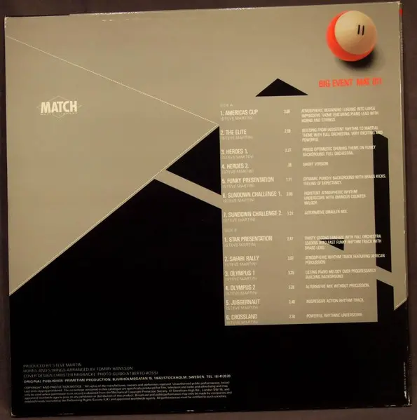 Steve Martin (16) - Big Event, Electronic, Stage & Screen, Synth-pop, Match Music Library, Sweden, Vinyl 1x LP