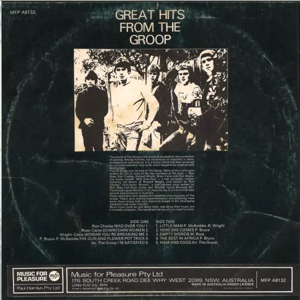 Groop (3), The - Great Hits From The Groop, Pop, Rock, 1968 - Music For Pleasure, Australia, Vinyl 1x LP, Compilation, Stereo