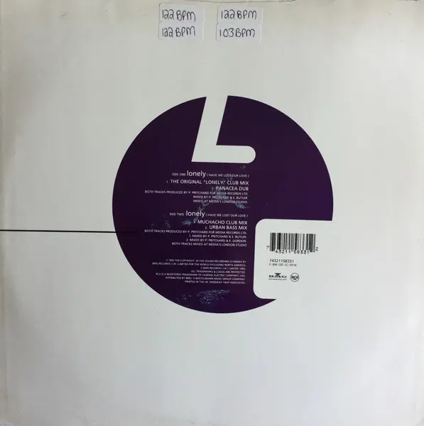 Lance Ellington - Lonely (Have We Lost Our Love), Electronic, Garage House, House, 1993 - RCA, UK, Vinyl 1x 12", 33 ⅓ RPM, Si
