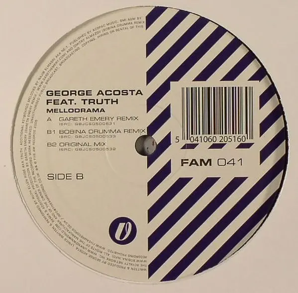 George Acosta Feat. Truth (8) - Mellodrama, Electronic, Trance, 2006 - Five AM, UK, Vinyl 1x 12"