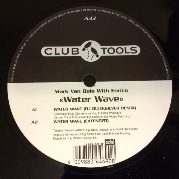 Mark Van Dale With Enrico - Water Wave, Electronic, House, Trance, 1998 - Club Tools, Germany, Vinyl 1x 12", 33 ⅓ RPM