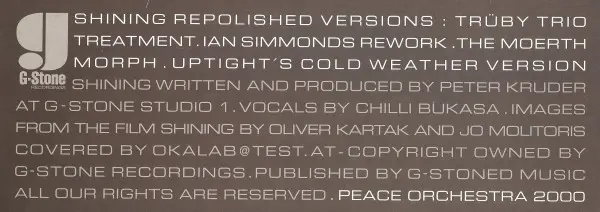 Peace Orchestra - Shining Repolished Versions, Electronic, Broken Beat, Downtempo, Dub, Future Jazz, Trip Hop, 2000 - G-Stone
