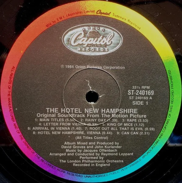 Album cover for The Hotel New Hampshire (Original Soundtrack From The Motion Picture) by Jacques Offenbach