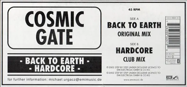 Album cover for Back To Earth / Hardcore by Cosmic Gate