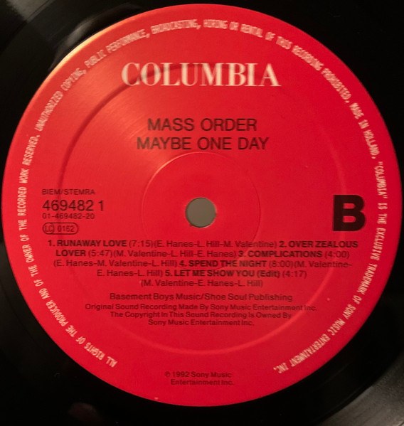Mass Order - Maybe One Day, Electronic, Garage House, House, 1992 - Columbia, Europe, Vinyl 1x LP, Album