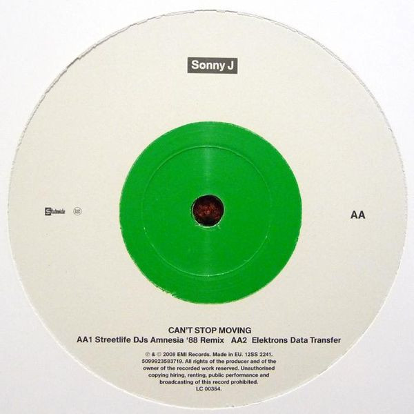 Sonny J - Can't Stop Moving, Electronic, Funk / Soul, Pop, Big Beat, Electro, Funk, House, 2008 - Stateside, UK, Vinyl 1x 12"